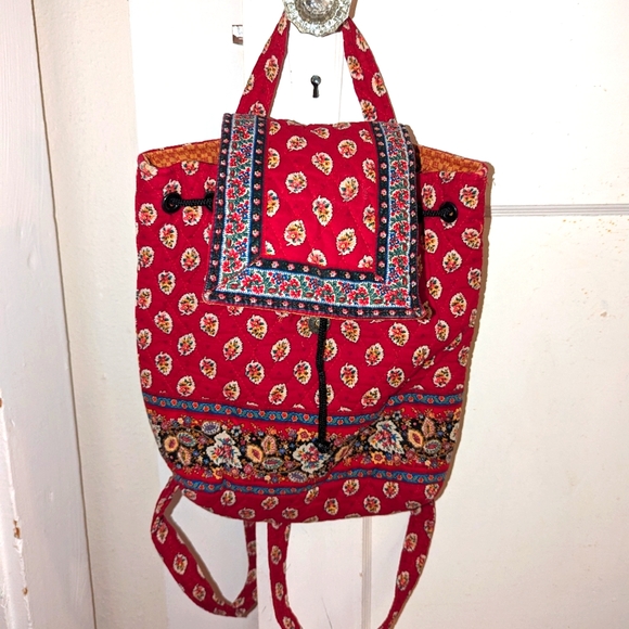 Vintage Vera Bradley Mimi backpack in red Leaf - Picture 2 of 5